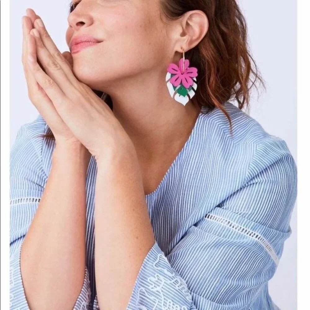 Stella & Dot Color Pop Convertible Floral and Tropical Earrings Rare NWT